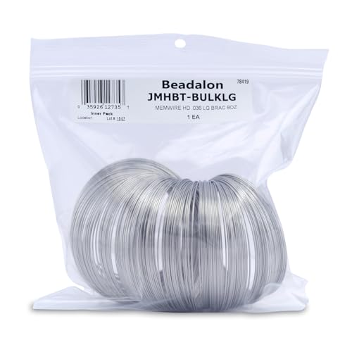 Beadalon Remembrance Stainless Steel Memory Wire, Heavy Duty Round, Bracelet, Large, Bright, 8 oz, approx. 240 coils - size: Bracelet, Large Heavy Duty, style: 8 oz, approx. 240 coils