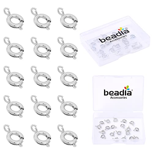 BEADIA Platinum Plated Spring Clasps Non Tarnish 7mm 20pcs for Jewelry Making Findings - color: Spring Clasps Platinum, size: 7mm