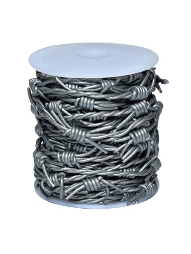 Artificial Barbed Wire Ribbon Trim Real Leather Cord for Party Home Decoration, Gift Boxes, DIY Crafts - 33 Feet Spool by Cords Essentials (Gray) - color: Gray