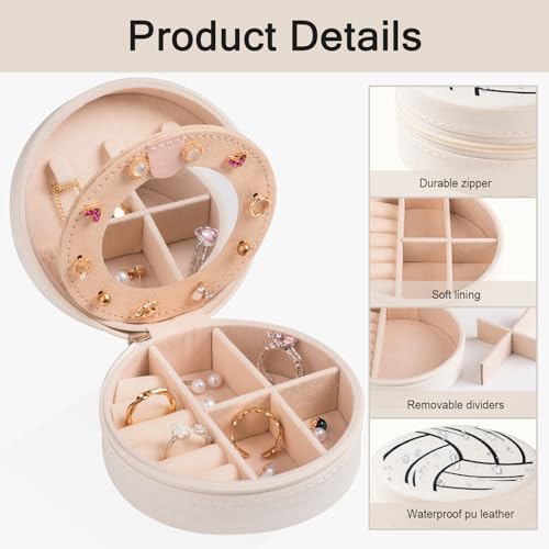 12-Pack Volleyball Travel Jewelry Case With Mirror Round Volleyball Stuff Portable Jewelry Organizer Storage Case for Team Athletes & Sports Enthusiasts Christmas Events & Milestones (Mirror) - style: Mirror