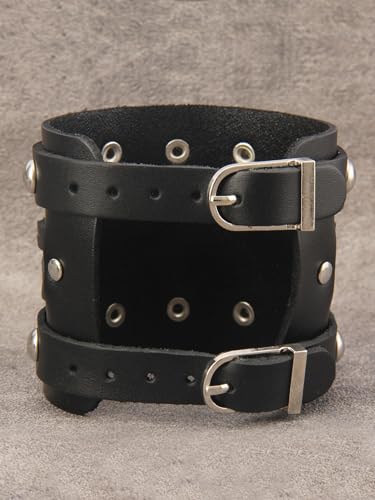GelConnie Leather Cuff Bracelet Punk Braided Bracelets Rock Leather Wristbands Faux Mens Leather Bracelet Gothic Viking Bangle Adjustable Wrap Bracelet for Women,Men - color: Leather Bracelet Wristband