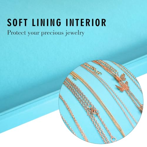Siveit Necklace Organizer Box Premium 20 Hooks Velvet Necklace Display Jewelry Tray with Transparent Lid Jewelry Necklace Display Box for Necklace Pendants Suitable for Women and Girls (Light Blue) - color: Light Blue