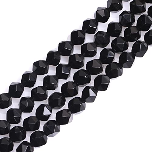 GEM-Inside Natural 6mm Black Agate Gemstone Loose Beads Faceted Cambay Crystal Energy Stone Power for Jewelry Making 15" - color: Black Agate, size: 6mm