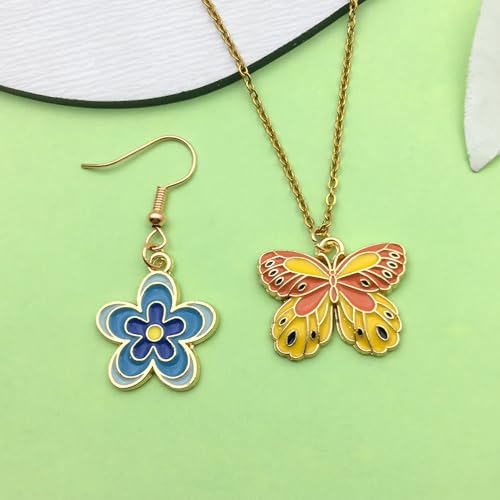Sailanzi 24pcs Alloy enamel house butterfly mushroom series Pendant Jewelry Making DIY Keychain Earrings Pendant Various Design Charms for Jewelry Making Bracelets Necklace (SN786) - color: SN786