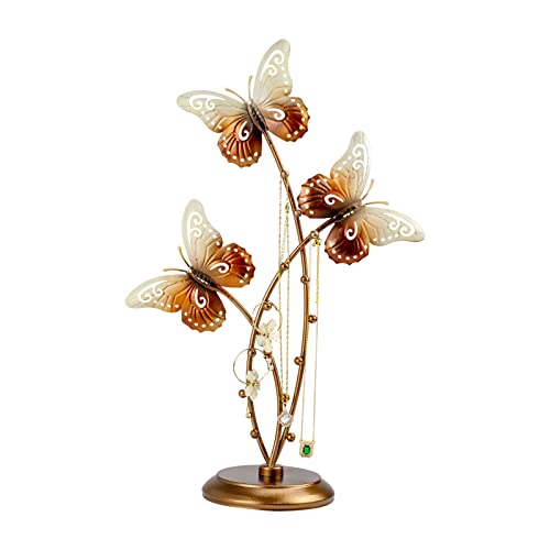 Gold Butterfly Jewelry Tree Stand - Metal Jewelrys Display Organizer for Earrings, Necklaces & Rings,jewel Holder Rack for Countertop, Wedding Gift & Home Decoration for Women ( Gold Butterfly)