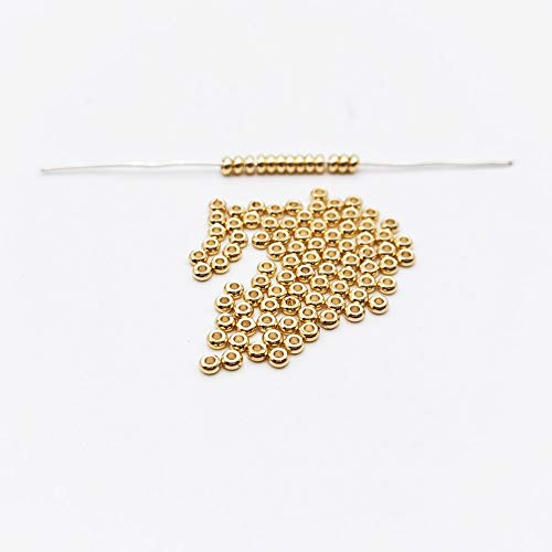 INSPIRELLE 100pcs Heishi Beads 3mm Long-Lasting Disc Brass Rondelle Spacer Beads Pale Gold Plated Flat Round Shape Jewelry Metal Spacers for Bracelet Necklace Jewelry Making - color: Pale Gold, size: 3mm