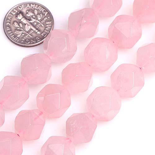 GEM-Inside Natural 12mm Pink Rose Quartz Gemstone Loose Beads Faceted Cambay Crystal Energy Stone Power for Jewelry Making 15" - color: Pink Rose Quartz, size: 12mm
