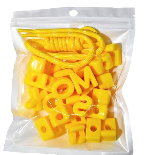 26PCS Large 6mm Hole Letter Beads, 20mm Acrylic Beads A to Z,for DIY Jewelry Making Kit Friendship Bracelet Key Chain and Bag Charms (26 A to Z Yellow) - color: 26 A to Z Yellow