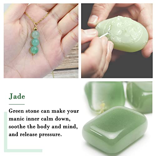 SmileBelle Crystal Necklace, Jade Necklace for Women as Anniversary Birthday Mothers Day Gifts for Women 14k Gold Black Tourmaline as Birthstone Jewelry for Girls Dainty Crystal Jewelry - color: Green Jade
