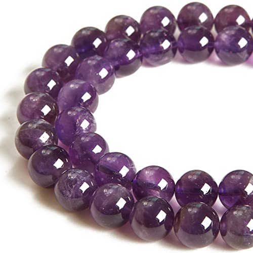 60pcs 6mm Amethyst Beads Natural Gemstone Beads Round Loose Beads for Jewelry Making - color: Amethyst, size: 6mm