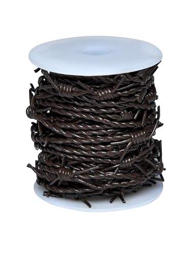 Artificial Barbed Wire Ribbon Trim Real Leather Cord for Party Home Decoration, Gift Boxes, DIY Crafts - 33 Feet Spool by Cords Essentials (Dark Brown) - color: Dark Brown