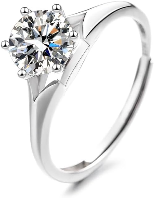 S925 Sterling Silver 0.5 Carat Natural Diamond Adjustable Ring | D-color Ideal Cut VVS1 Clarity | Elegant Simplicity | Engagement Ring for Her