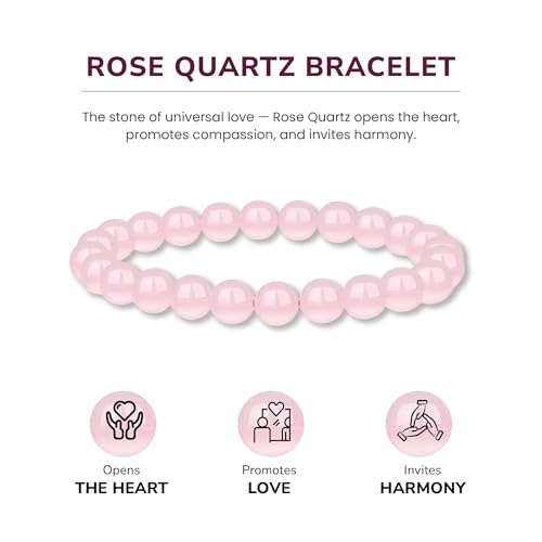 Crystal Vibe 8mm Beaded Bracelets For Women Men - Healing Crystal Bracelet - Adjustable Size - color: Quartz