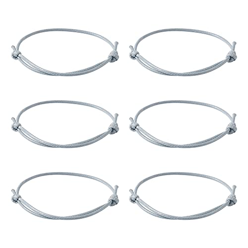 Cheriswelry 50pcs Friendship Bracelet String Adjustable Bracelet Making Korean Waxed Polyester Cord Bracelet Inner Diameter 40~70mm Light Grey for Women Men Jewelry Making Supplies - color: Light Grey