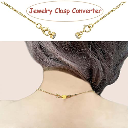 OHINGLT 14K Gold Plated 925 Sterling Silver Magnetic Necklace Clasps and Closures,Gold and Silver Bracelet Clasp Converter for Jewelry Making Supplies,Chain Extender Connector for Bracelet - color: 8Pcs Gold