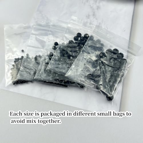 480pcs Crystal Glass Beads 3mm 4mm 6mm 8mm 10mm Round Faceted Glass Spacer Beads for Bracelets Necklace Earring DIY Jewelry Making Craft(Black) - color: Black