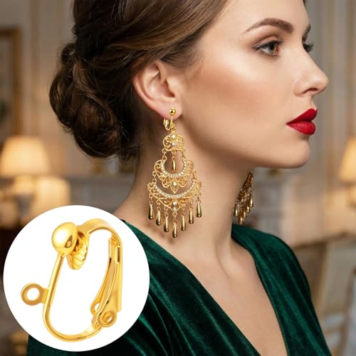 20pcs Clip-on Earring Converters, Easy Open Loop Clips on Earring Backs Converter Components, Hypoallergenic Ear Wire Hooks Components Findings for Non-Pierced Ears- Silver & Gold - color: Silver & Gold-20pcs