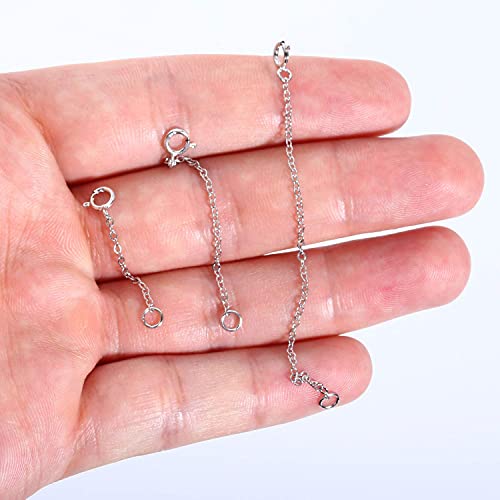 Neckalce Extenders White Gold Plated 925 Sterling Silver Chian Extension Necklace Bracelet Anklet Extenders Jewelry for Crfat（1 2 3 inch） - color: A-White Gold（1 2 3 inch）
