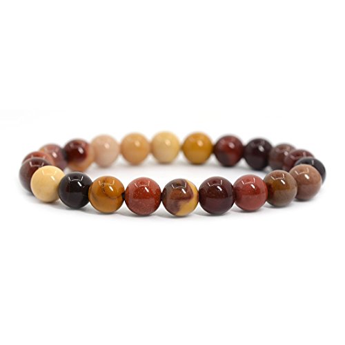 Justinstones 8mm Round Beads Stretch Bracelet 7 Inch Unisex - color: Mookaite Jasper