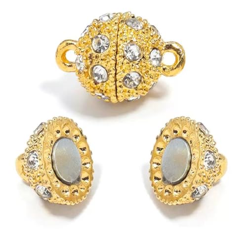 10PCS Magnetic Jewelry Clasps, Crystal Ball Connectors, Magnetic Necklace Clasps and Closures Easy-to-Use for Jewelry Closures (Gold) - color: gold
