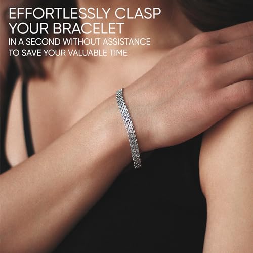 CraftyCrocodile Set of 3 Bracelet Helper Tool - Fastener Tool for Bracelet, Necklace, Jewelry, Watch - Сlip, Clasp Helper - Easy to Put on Yourself, Portable, Made of Metal, Silver, Rose, Teal - color: Silver, Rose, Teal