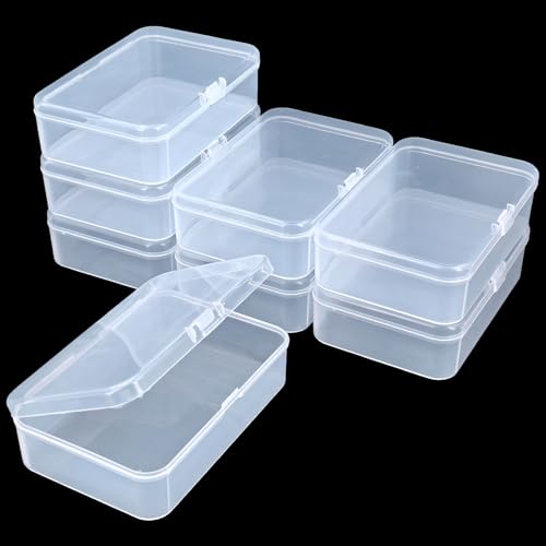 8 Pack Rectangular Clear Plastic Storage Containers Box with Hinged Lid for Beads and Other Small Craft Items (4.92 x 3.35 x 1.38 inch) - size: 4.92 x 3.35 x 1.38 inch