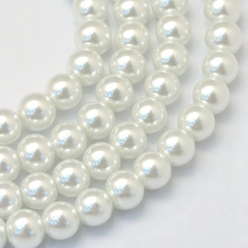 DanLingJewelry 70Pcs 12mm White Glass Pearl Beads Imitation Pearl Round Beads for DIY Craft Necklaces Bracelets Jewelry Making - color: 70pcs - Glass Pearl