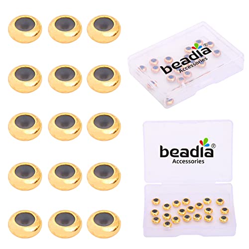 BEADIA 18K Gold Plated Stopper Beads 7x3mm 20pcs Rondelle Insert Silicon Length Adjust Spacer Beads for Jewelry Making Findings - color: Rondelle, size: 7x3mm