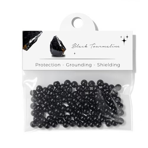 Raicegs 100pcs 4mm Black Tourmaline Beads Natural Gemstone Beads Round Loose Beads for Jewelry Making DIY Bracelets Necklace - color: Black Tourmaline, size: 4mm Round