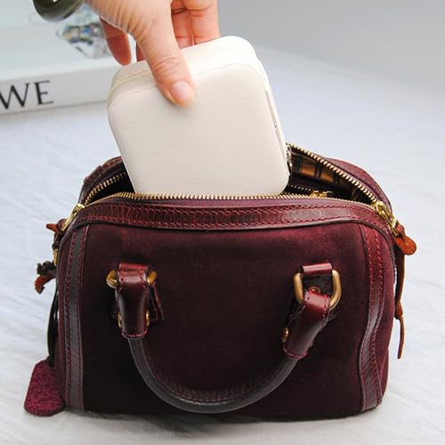 Travel Jewelry Case 2 Pack Mini Travel jewelry Box Portable Organizer Women Girls Gift Box for Rings Earrings Necklaces Bracelets - color: Off white