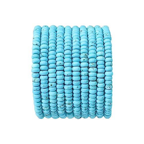 BEADIA Natural Blue Turquoise Disk Stone Beads 4x2mm 160pcs Rondelle Loose Semi Gemstone Beads for Jewelry Making Design - color: Blue Turquoise