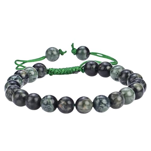 ANAYA AGATE Energy Protection Crystal Handmade Adjustable Bead Bracelet Perfect for Men, Women’s Christmas Gift - Gemstone Healing Stretch Bracelet Pulsera Para Hombre Mujer Stocking Stuffer - color: Kambaba Jasper