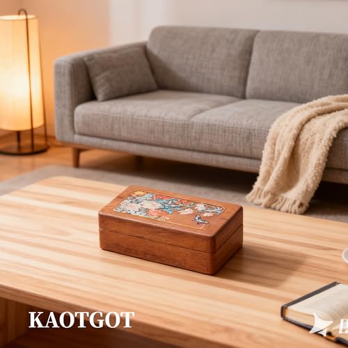 Travel Jewelry Case Small Wood Jewelry Organizer Jewelry Box for Women (Nut-Brown Print G) - color: Nut-Brown Print G