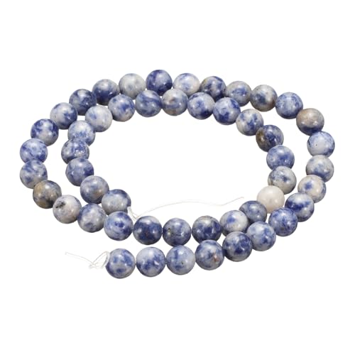 HARFINGTON 50pcs Natural Stone Beads 6mm Blue Spot Round Gemstone Stone Loose Beading Real Genuine Smooth Balls Bead for Jewelry Making Bracelets Necklace Earrings DIY - color: Blue Spot, size: 6mm