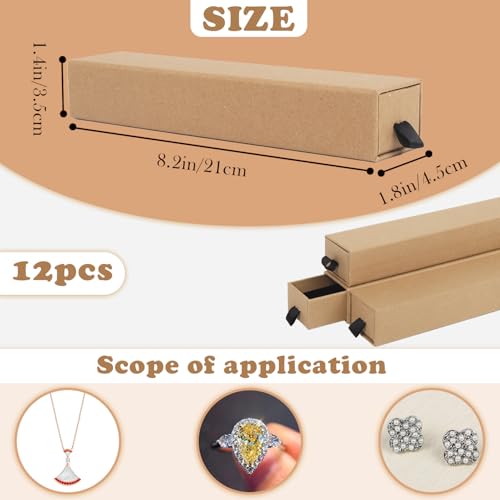 Lainrrew Jewelry Gift Box, Luxury 12-Pack Jewelry Gift Box Velvet-Lined, Compact Drawer Style for Earrings & Rings, Stylish Necklace Bracelet Organizer, 8.3x1.8x1.4 Inches (Brown) - color: Brown