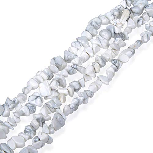 Genuine White Howlite Turquoise Chip Beads 5-8mm Irregular Shaped Tumbled Chips Stone Loose Bead for Jewelry Making 1 Strand 32" - color: White Howlite Turquoise