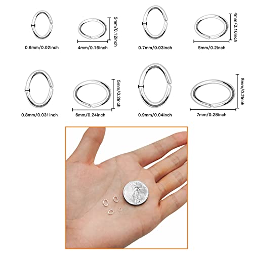 1200pcs Oval Jump Rings Stainless Steel Jump Rings Open Jump Rings Jewelry Jump Rings for Jewelry Making Supplies Earring Bracelet Necklace DIY Craft Making(Silver,4 Sizes) - color: Silver