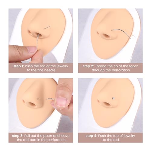 QWALIT Piercing Taper Threadless Insertion Tool - Titanium Labret Pin 16g, 18g, 20g - color: A2 - Titanium 2 Style 18g