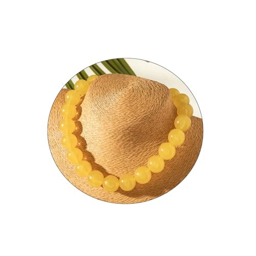Colorful Chunky Beaded Necklace for Women Acrylic Bead Choker Necklaces Fashion Large Round Beads Necklaces for Women Handmade Summer Jewelry - color: Yellow Beaded Necklace