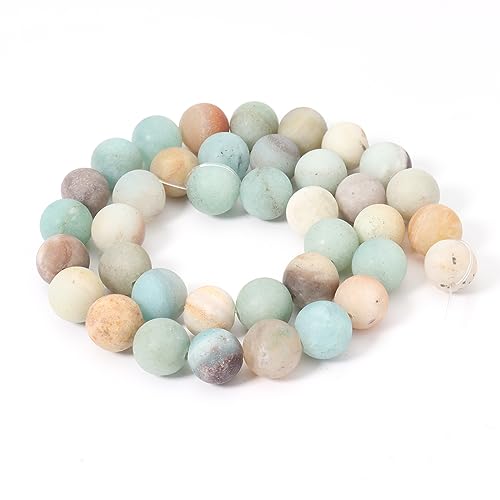 60pcs 6mm Natural Matte Amazonite Beads Energy Healing Crystal Round Loose Stone Beads for Jewelry Making, DIY Bracelets Necklaces - color: Matte Amazonite, size: 6mm