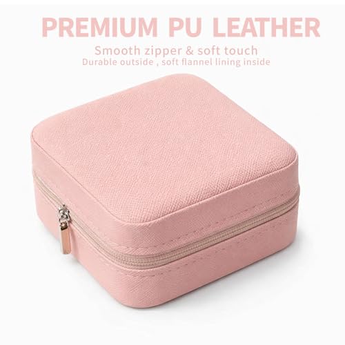 Jewelry Box for Women Girls, Small Travel Jewelry Organizer, Mini Portable Jewelry Storage Case as Small Gifts for Women, Pink