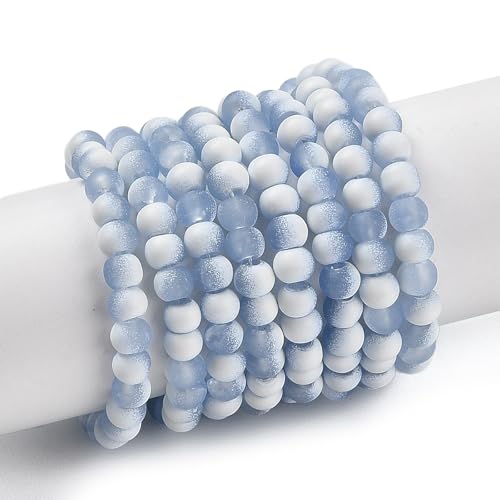 KISSITTY 50pcs Matte Beads Gradient Color Glass Frosted Crystal 4mm Rondelle Light Steel Blue Center Drilled Loose Craft Beads for Jewelry Making Earring Bracelet Necklace DIY Crafts - color: Light Steel Blue