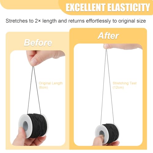 NIUBIER 4 Rolls Elastic String for Bracelets, 1 MM 660 Feet Stretchy Bracelet String, Sturdy Elastic Cord for Craft Necklace Jewelry Making (2 Black + 2 White)