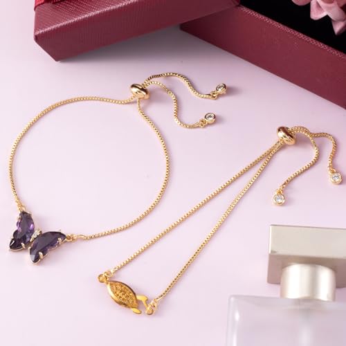 Joez Wonderful 3pcs Adjustable Slider Bracelet for Jewelry Making, 18K Gold Plated Charm Bracelet Extender Chains with Rhinestones Ends for Women DIY Bracelet Jewelry Craft Supplies - color: Gold
