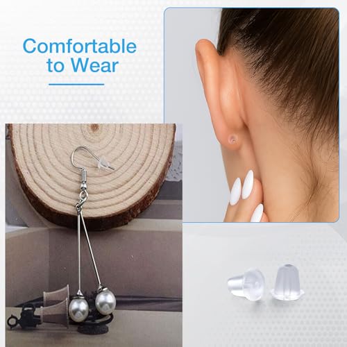 Earring Backings, Rubber Earring Backs for Stud Earrings for Women, Backs for Fish Hook Earrings (100 Pieces) - color: 100 backs