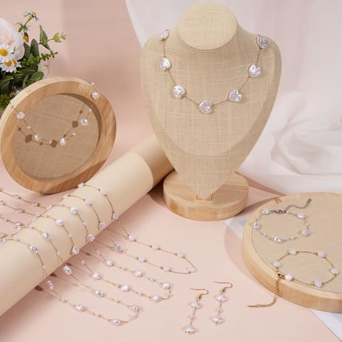KYUNHOO 9.8FT/3M Gold Chains for Jewelry Making Stainless Steel Heart Chain Imitation Pearl Jewelry Link on Bulk for Women DIY Handcrafts - color: Heart Gold