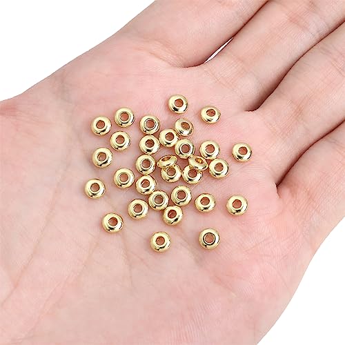BEADIA 14K Gold Plated Roudelle Spacer Beads 5x1.8mm 50pcs for Jewelry Making Findings Non Tarnish - color: 14K Gold, size: 5x1.8mm Roudelle