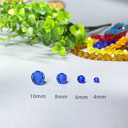 Jmassyang 400 Pieces 4mm Faceted Round Crystal Glass Beads Spacer Beads for Jewelry Making, Bracelets Necklaces Earrings Wind Chimes Suncatchers (Blue) - color: Blue, size: 4mm