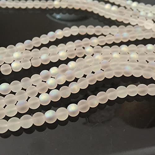 200 Pcs Matte Crystal Glass Beads Mermaid Aurora Beads with Hole Jewelry Making Crafts DIY 8mm - size: 8mm