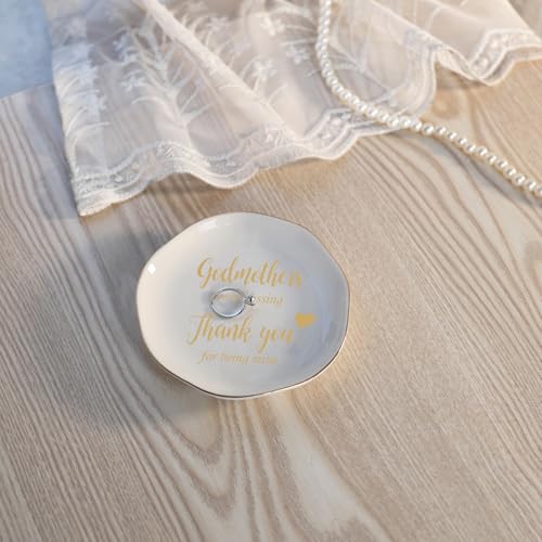 HOME SMILE Christmas Mother Day Birthday Gifts for Godmother Ring Dish Jewelry Tray-Godmother Gifts from Godchild-Godmothers Are Blessing,Thank You for Being Mine - style: Godmon